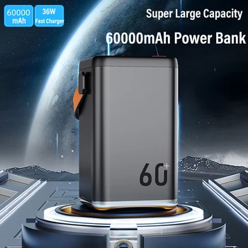 60000mAh Power Bank su LED Šviesos PD 30W Greitas Įkroviklis Aukštos kokybės Nešiojamų Lauko Avarinė Mobilus Maitinimo šaltinis