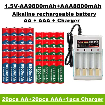 AA įkraunamos AAA baterijos 1,5 V 9800 MAH /8800 MAH, tinka nuotolinis valdymas, žaislai, laikrodžiai, radijo ir kitų + įkrovikliai