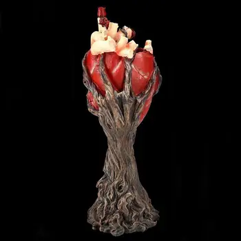 Raudona Anatominiai Širdies Medis su Greenman Kamieno Statula Statulėlės Gotikos Ornamentu Amatų Skulptūra Helovinas Namų Puošybai