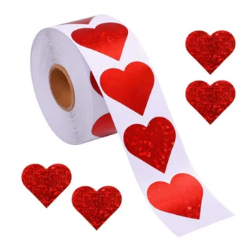 500Pcs/Sparkle roll Širdies Lipdukai Raudona Meilės Scrapbooking klijuojamas Lipdukas, skirtas Valentino Dieną Vestuvių Dovanų Dėžutė, Maišelis Apdaila