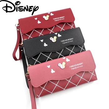 2023 Disney Moterų Ilgai Piniginės Mickey Mouse Didelės Talpos, Sankabos Krepšys Merginos PU Odos Monetos Rankinėje Kelis Lizdas Kortelės Turėtojas