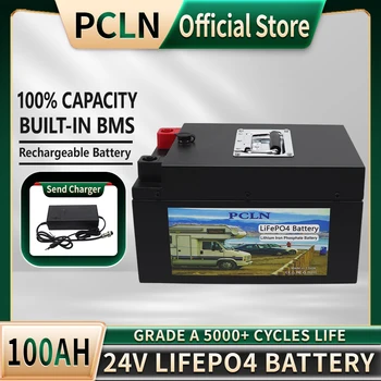 24V 100Ah LiFePO4 Ličio Geležies Fosfato Baterijos Built-in BMS 5000 Ciklų Pakeisti Labiausiai ir rezervinio Maitinimo Namų Energijos Saugojimas