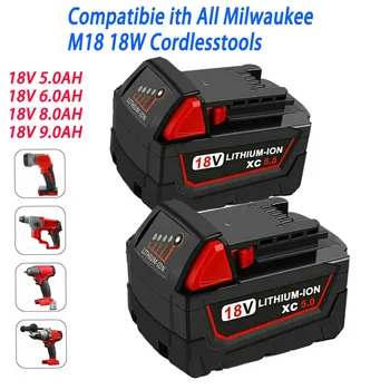 Specialus pasiūlymas 18V 9.0 Ah Originalus Ličio Jonų Baterija Tinka Milwaukee M18 Galios Įrankis 48-11-1815 48-11-1850 48-11
