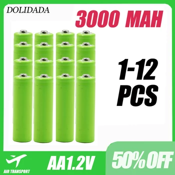 1~12PCS 100% Originalus AA 3000 MAh 1.2 V Kokybės Įkraunamos Baterijos AA 3000 MAh Ni-MH 1.2 V 2A Baterija