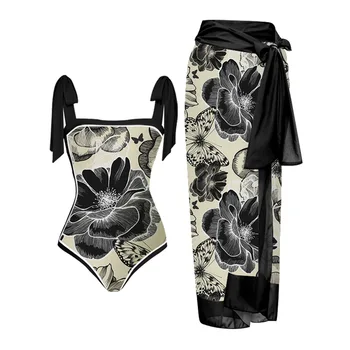 2023One Gabalas maudymosi kostiumėlį Su Paplūdimys Sijonas Spausdinti maudymosi Kostiumėliai Moterims Besimaudančių Plaukimo Maudymosi Plaukti Kostiumas Paplūdimio Vasaros Bodysuit