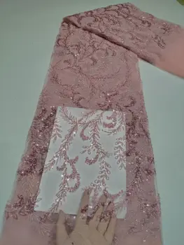 Populiariausių siuvinėjimo tiulio nėrinių už nuotakos suknelė Karšto pardavimo JIANXI.C-1302.5507 afrikos prancūzų ju nėriniais, karoliukais
