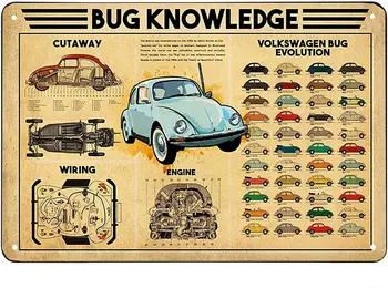 Pritaikoma-Asmeninės Alavo Pasirašyti Beetle Bug Žinių Metalo Pasirašyti Horizontalus Metalo Pasirašyti Derliaus Baras Ženklas