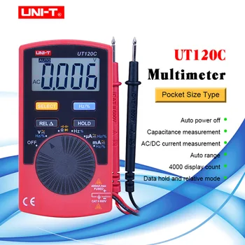 VIENETO Mini Skaitmeninis Multimetras Nešiojamų Voltmeter Testeris, Matuoklis UT120C AC/DC dažnio multimetras Ammeter Multitester