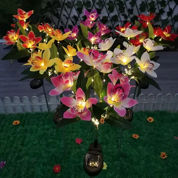 Saulės Orchidėja Hydrangea Gėlių, Šviesos, atsparus Vandeniui, Saulės Šviesos, Lauko, Sodo Dekoro Kiemas, Rakinama Vejos Kieme Kraštovaizdžio Saulė LED Lempos