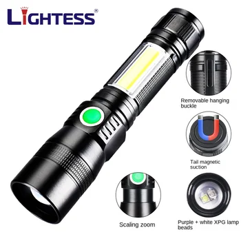 LIGHTESS UV Stiprios Šviesos Žibintuvėlis USB Įkrovimo Kempingas Fakelas Zoomable Augintiniai Šlapimo Dėmes Juodos Šviesos LED Ultravioletinė Lempa