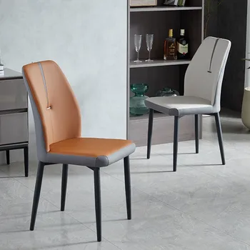 Nordic light luxury valgomojo kėdė namų minkštas krepšys viešbutis valgomasis stalas ir kėdės laisvalaikio restoranas paprastas odinis, nugaros atrama