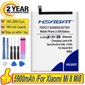 HSABAT Top Brand 100% Naujas 5900mAh BM3E Baterija Xiaomi Mi 8 Mi8 M8