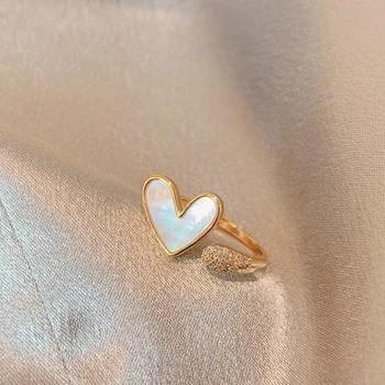 Madinga Aukso Spalva Širdies Žiedai Moterims Minimalistinės Estetikos Naftos Lašas Atidaryti Žiedai Moterų Vakarienę Žavinga Žiedai, Papuošalai