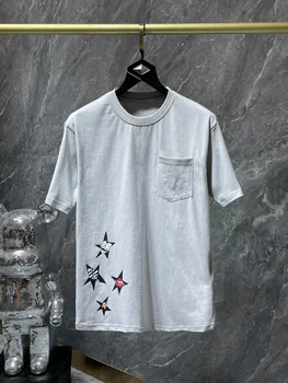 Nauja Vasaros 23SS Balta, Grafiti, Kišenėje trumpomis Rankovėmis T-shirt Viršų