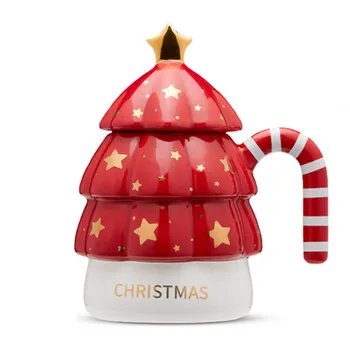 450ml Kalėdų Eglučių Kūrybos Kalėdinis Puodelis su Dangteliu Keramikos Puodelis Kavos Puodelio Šiaurės Pieno Arbatos Puodelio Drinkware Linksmų Kalėdų Taurė