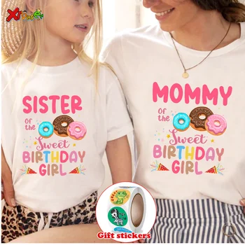Gimtadienio Mergaitė Marškinėliai Pasirinktinį Pavadinimą Šeimos Atitikimo Komplektus Vaikams Spurga T Shirt Baby Girl Marškinėliai Atiduoti Vaikų Lipdukai