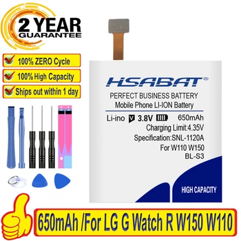100% Originalus HSABAT 650mAh BL-S3 BL S3 Baterija LG G Watch R W150 W110 BLS3