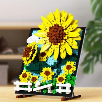 3D Saulėgrąžų Gėlių Foto Blokai Diamond Plytų Rėmo Namų Puošybai 