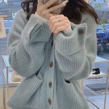 Japonijos minkštas glutinous vėjo džemperis moterims rudens ir žiemos drabužiai naujas trumpas stiliaus mažų megzti twist megztinis moteriška striukė