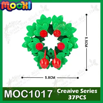 MOC1017 37PCS Kalėdų Žalias Vainikas Blokai Kūrybos Festivalis Apdailos Modelį 