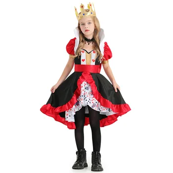Raudonų Širdžių Karalienė Princesė Dress Alice In Wonderland Cosplay Fancy Dress Delux Šalies Merginos Helovyno Karnavalas Cosplay Kostiumas