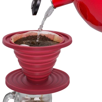 Išardomi Silikono Kavos Dripper Filtras Daugkartinio Naudojimo Kūgio Lašelinę Taurės Sulankstomas Vadovas Apipilti Kava Užvirinti Maker