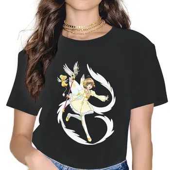 Japonijos Magija Anime Kawaii Merginos, Moterys T-Shirt Cardcaptor Sakura 5XL Blusas Harajuku Atsitiktinis Trumpas Rankovės Derliaus Negabaritinių Viršūnės
