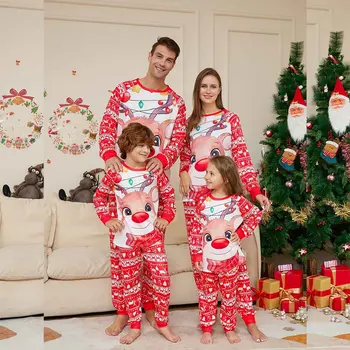 Atitikimo Šeimos Kalėdų Pižama Apranga Kalėdos Šeimos Atitinkančių Drabužių Rinkiniai Elnių Snaigės Kalėdų Šeimos Sleepwear Naktį