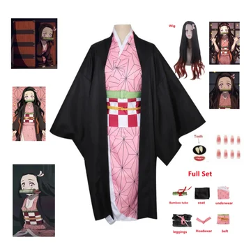 Demon Slayer Kamado Nezuko Cosplay Kostiumų Anime Kimono Suaugę Vaikai Kimetsu nr. Yaiba Drabužiai