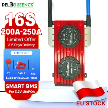 Smart BMS 16S 200A 250A LifePO4 BMS BT UART Už 48V Ličio LifePO4 Baterija ir 
