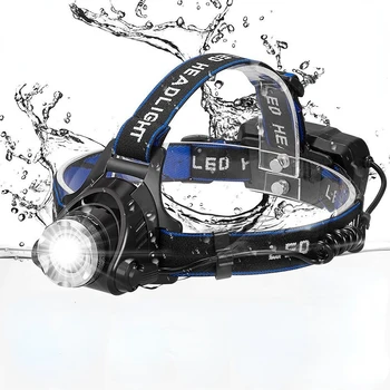Žibintai LED Žvejybos priekinis žibintas T6/L2/V6 3 Rūšių Zoomable Vandeniui Super šviesus kempingas šviesos Powered by baterijų 2x18650