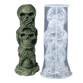 3D Kaukolė Žvakė Pelėsių Skiltyje 3D Kaukolė Žvakė Silikono Formos 