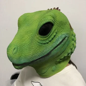 Cosplay Latekso Gyvatės Galvos Kaukė Green Dragon Kostiumas Gyvūnų Galvos Driežas Gaubtu Dinozaurų Kaukė Helovinas FancyDress Masque Šalių Rekvizitai