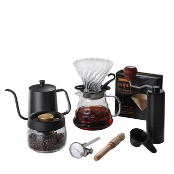 Rankas plauti kavos puodą nustatyti Vertus-tekintas kavos aparatas Vertus-cranked buitinių mažas kavos pupelių malūnėlis kavos aparatas, visiškai